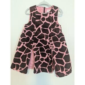 Gymboree Girls Pink Brown Giraffe Print Jumper Dress Size 2T Y2K